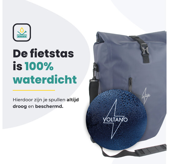 Voltano Luxe Fietstas 28L - Enkele Pakaftas - Marine Blauw - 100% Waterdicht