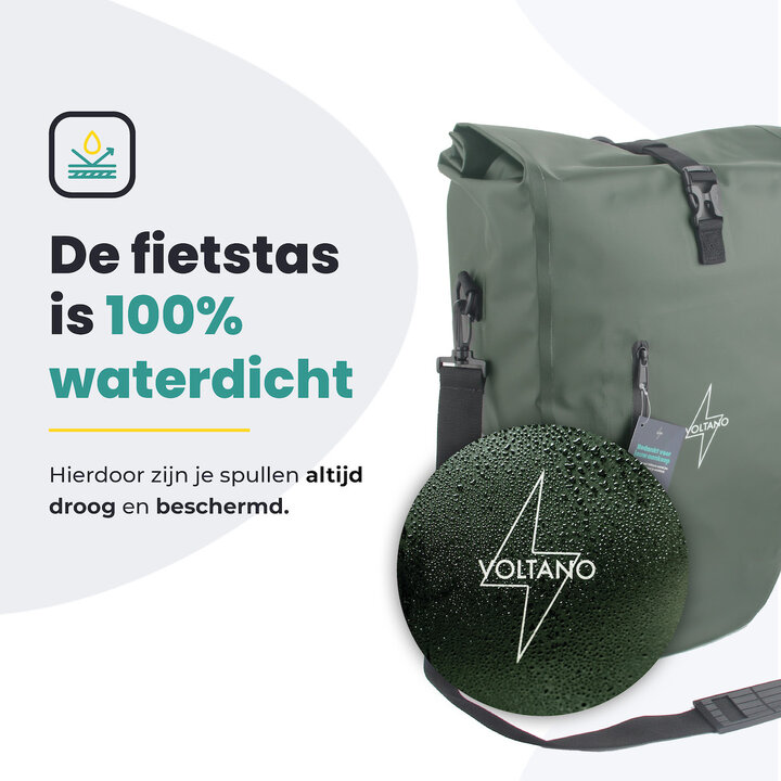 Voltano Luxe Fietstas 28L - Enkele Pakaftas - Olijf Groen - 100% Waterdicht