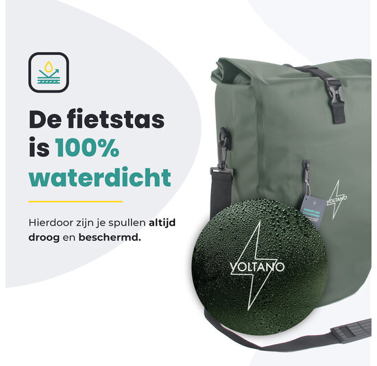 Voltano Luxe Fietstas 28L - Enkele Pakaftas - Olijf Groen - 100% Waterdicht
