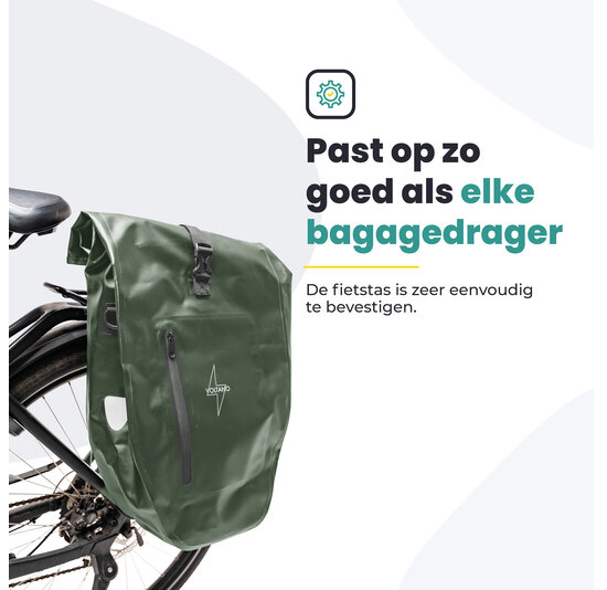Voltano Luxe Fietstas 28L - Enkele Pakaftas - Olijf Groen - 100% Waterdicht