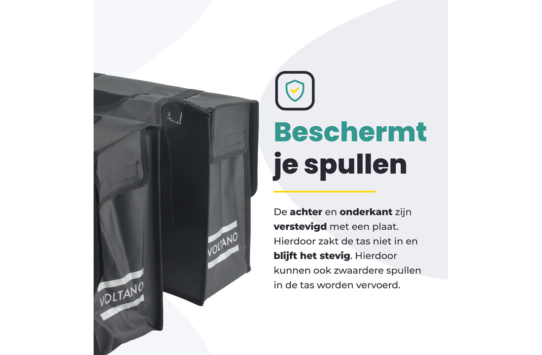 Voltano Dubbele Fietstas XL - Tarpaulin - 100% Waterdicht en Slijtvast - 48 Liter - Zwart