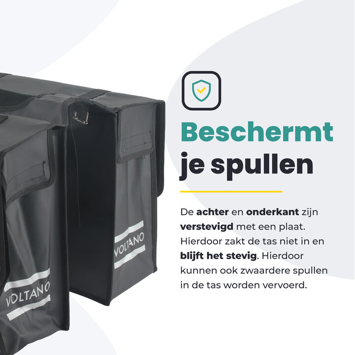 Voltano Dubbele Fietstas XL - Tarpaulin - 100% Waterdicht en Slijtvast - 48 Liter - Zwart