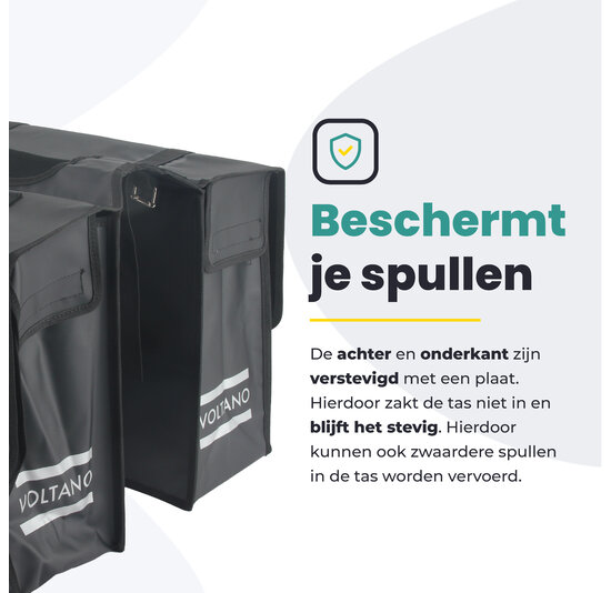 Voltano Dubbele Fietstas XL - Tarpaulin - 100% Waterdicht en Slijtvast - 48 Liter - Zwart
