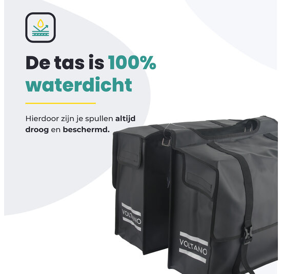 Voltano Dubbele Fietstas XL - Tarpaulin - 100% Waterdicht en Slijtvast - 48 Liter - Zwart
