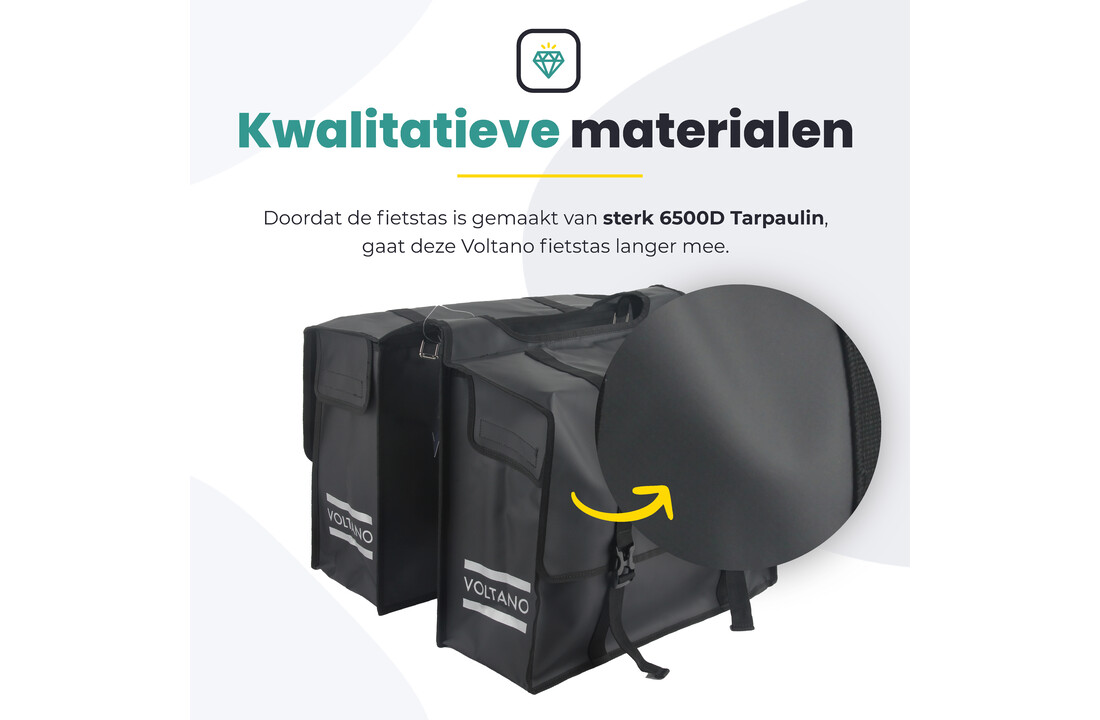 Voltano Dubbele Fietstas XL - Tarpaulin - 100% Waterdicht en Slijtvast - 48 Liter - Zwart