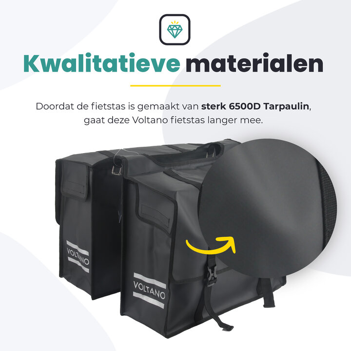 Voltano Dubbele Fietstas XL - Tarpaulin - 100% Waterdicht en Slijtvast - 48 Liter - Zwart
