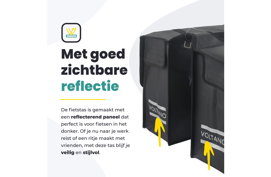 Voltano Dubbele Fietstas XL - Tarpaulin - 100% Waterdicht en Slijtvast - 48 Liter - Zwart