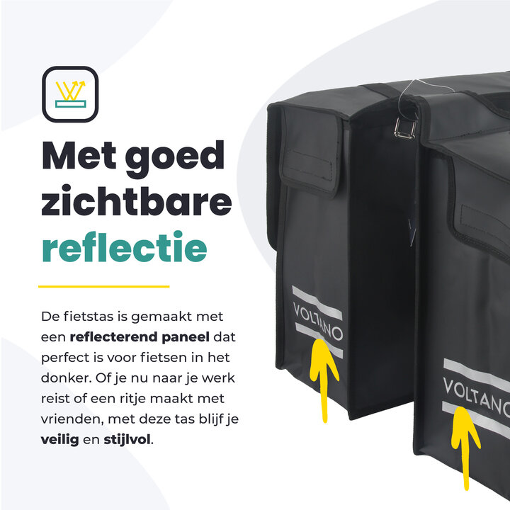 Voltano Dubbele Fietstas XL - Tarpaulin - 100% Waterdicht en Slijtvast - 48 Liter - Zwart