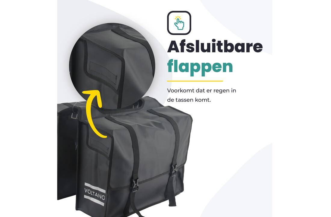 Voltano Dubbele Fietstas XL - Tarpaulin - 100% Waterdicht en Slijtvast - 48 Liter - Zwart