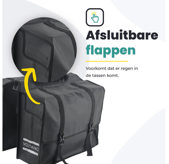 Voltano Dubbele Fietstas XL - Tarpaulin - 100% Waterdicht en Slijtvast - 48 Liter - Zwart
