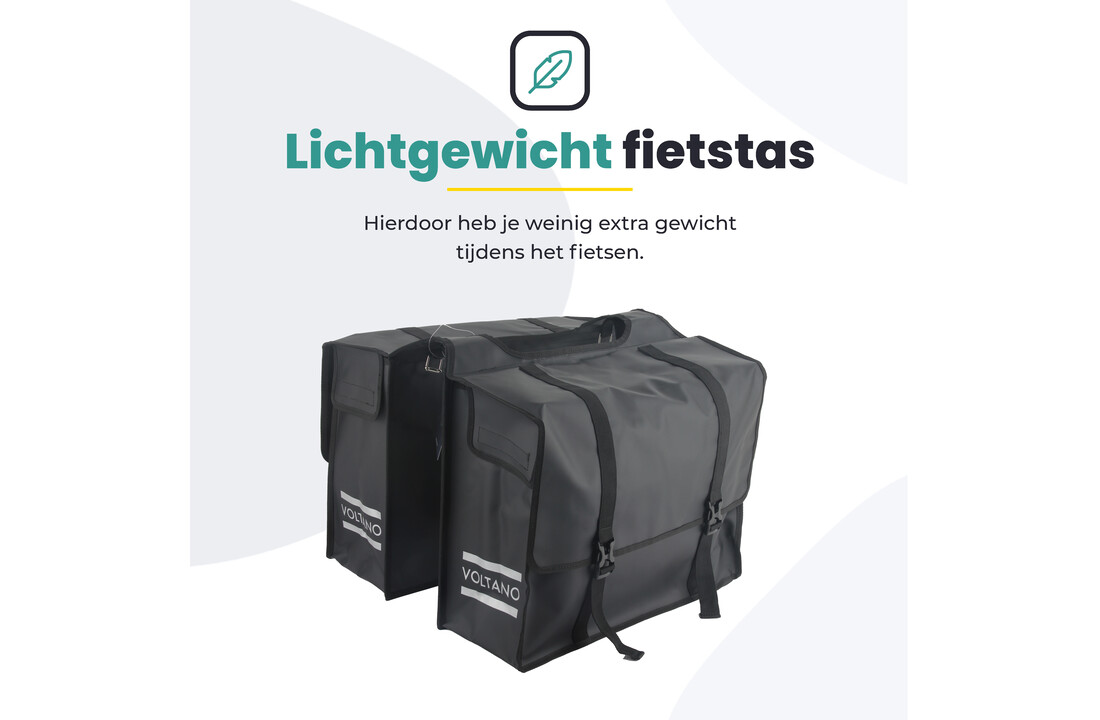 Voltano Dubbele Fietstas XL - Tarpaulin - 100% Waterdicht en Slijtvast - 48 Liter - Zwart