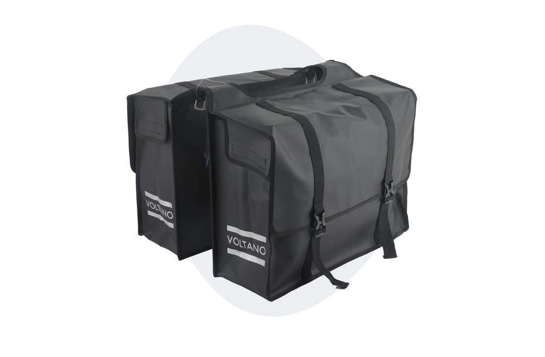 Voltano Dubbele Fietstas XL - Tarpaulin - 100% Waterdicht en Slijtvast - 48 Liter - Zwart