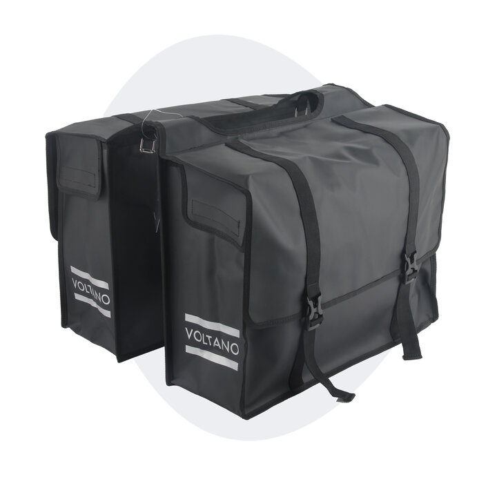 Voltano Dubbele Fietstas XL - Tarpaulin - 100% Waterdicht en Slijtvast - 48 Liter - Zwart
