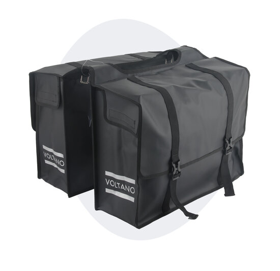 Voltano Dubbele Fietstas XL - Tarpaulin - 100% Waterdicht en Slijtvast - 48 Liter - Zwart