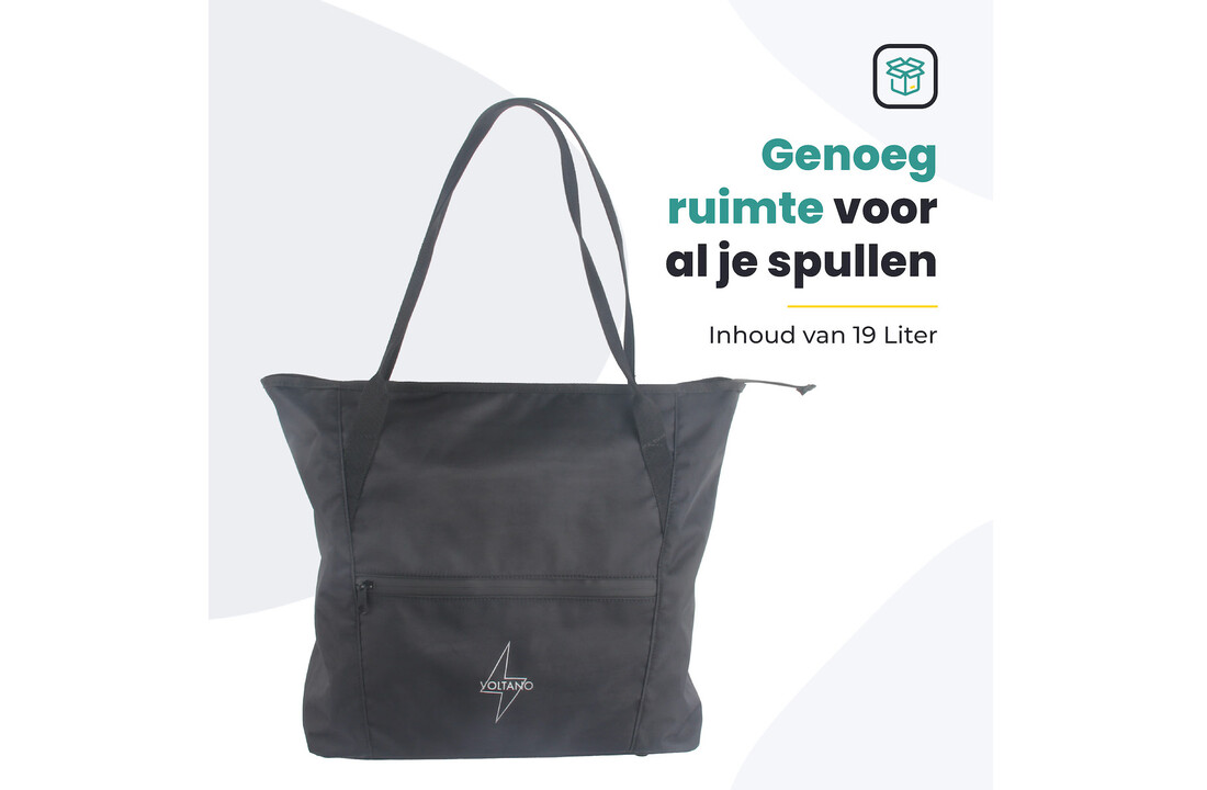 Voltano Shopper - Enkele Fietstas - Zwart - 100% Waterdicht - 19 Liter