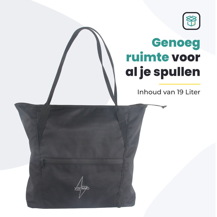 Voltano Shopper - Enkele Fietstas - Zwart - 100% Waterdicht - 19 Liter
