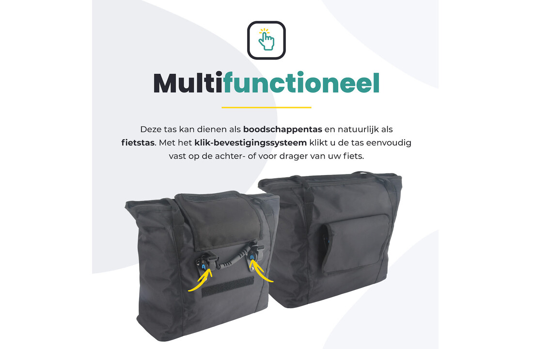 Voltano Shopper - Enkele Fietstas - Zwart - 100% Waterdicht - 19 Liter