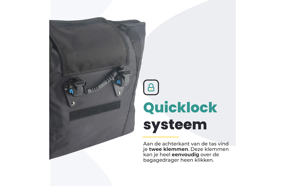 Voltano Shopper - Enkele Fietstas - Zwart - 100% Waterdicht - 19 Liter