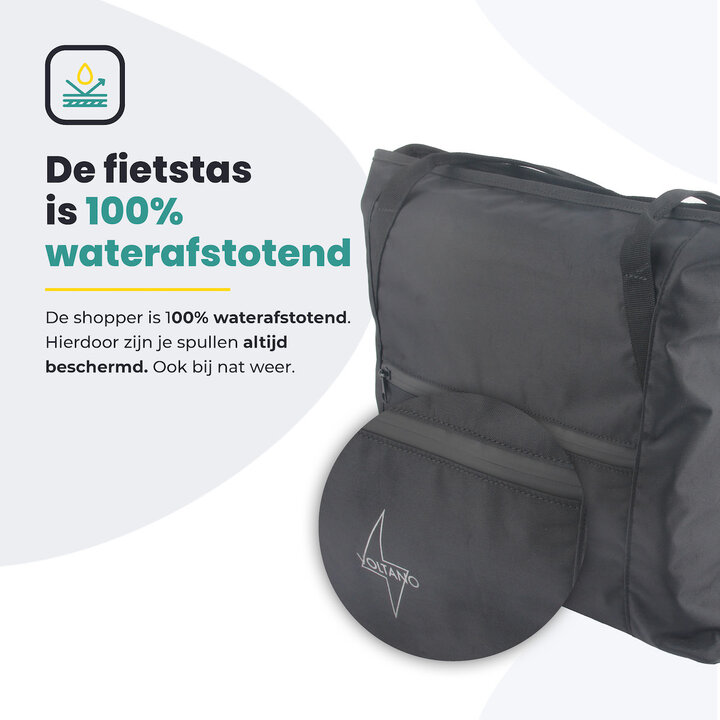 Voltano Shopper - Enkele Fietstas - Zwart - 100% Waterdicht - 19 Liter