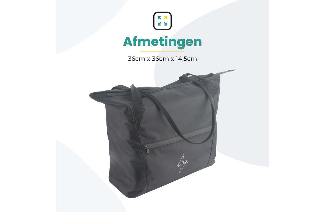 Voltano Shopper - Enkele Fietstas - Zwart - 100% Waterdicht - 19 Liter