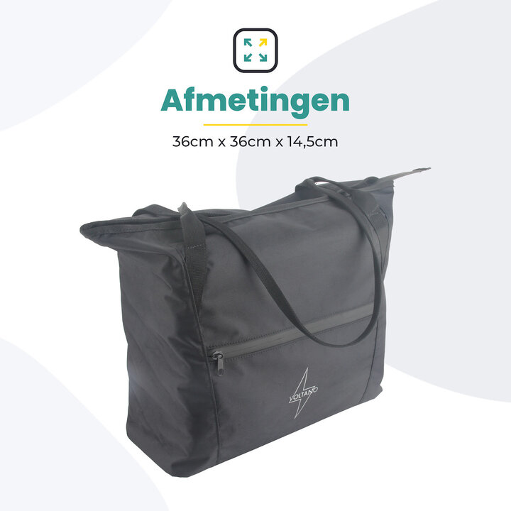 Voltano Shopper - Enkele Fietstas - Zwart - 100% Waterdicht - 19 Liter