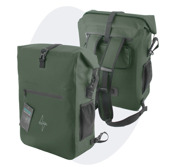 Voltano Luxe Fietstas / Rugtas 28L - Olijf Groen - Enkele Pakaftas - 100% Waterdicht