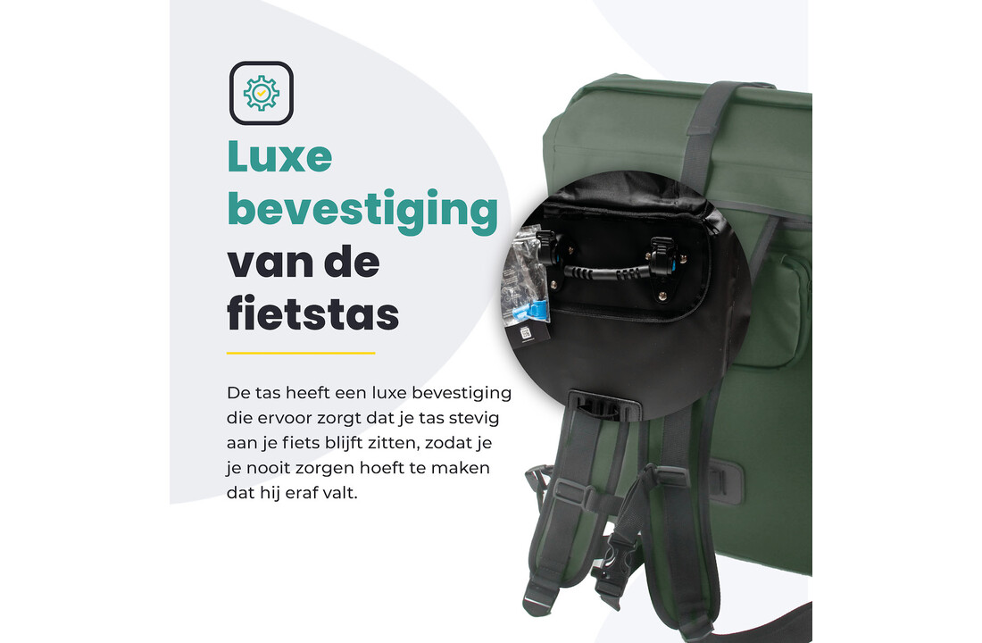 Voltano Luxe Fietstas / Rugtas 28L - Olijf Groen - Enkele Pakaftas - 100% Waterdicht