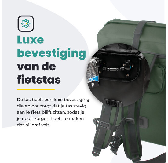 Voltano Luxe Fietstas / Rugtas 28L - Olijf Groen - Enkele Pakaftas - 100% Waterdicht