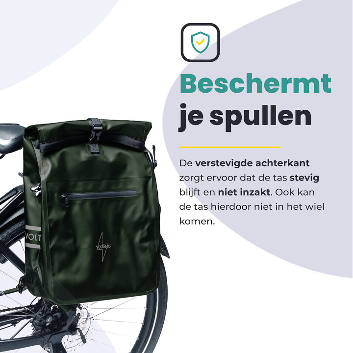 Voltano Luxe Fietstas / Rugtas 28L - Olijf Groen - Enkele Pakaftas - 100% Waterdicht