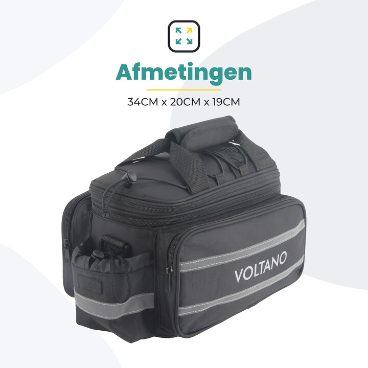 Voltano Luxe Bagagedrager Tas - Enkele fietstas - 100% Waterdicht - 13 Liter