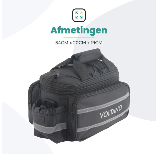 Voltano Luxe Bagagedrager Tas - Enkele fietstas - 100% Waterdicht - 13 Liter