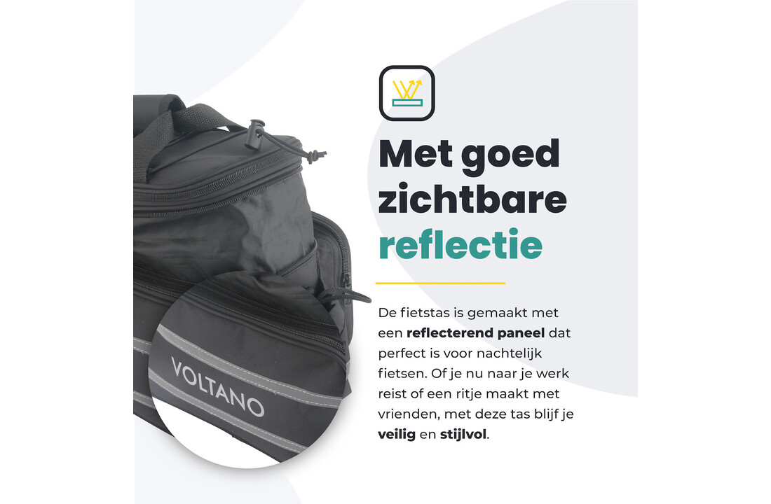 Voltano Luxe Bagagedrager Tas - Enkele fietstas - 100% Waterdicht - 13 Liter