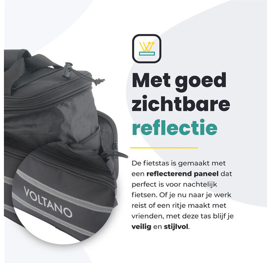 Voltano Luxe Bagagedrager Tas - Enkele fietstas - 100% Waterdicht - 13 Liter
