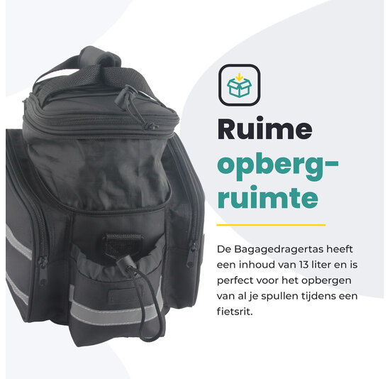 Voltano Luxe Bagagedrager Tas - Enkele fietstas - 100% Waterdicht - 13 Liter