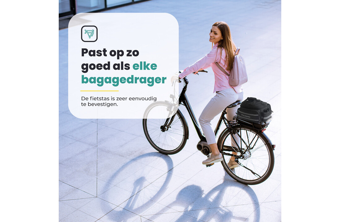 Voltano Luxe Bagagedrager Tas - Enkele fietstas - 100% Waterdicht - 13 Liter