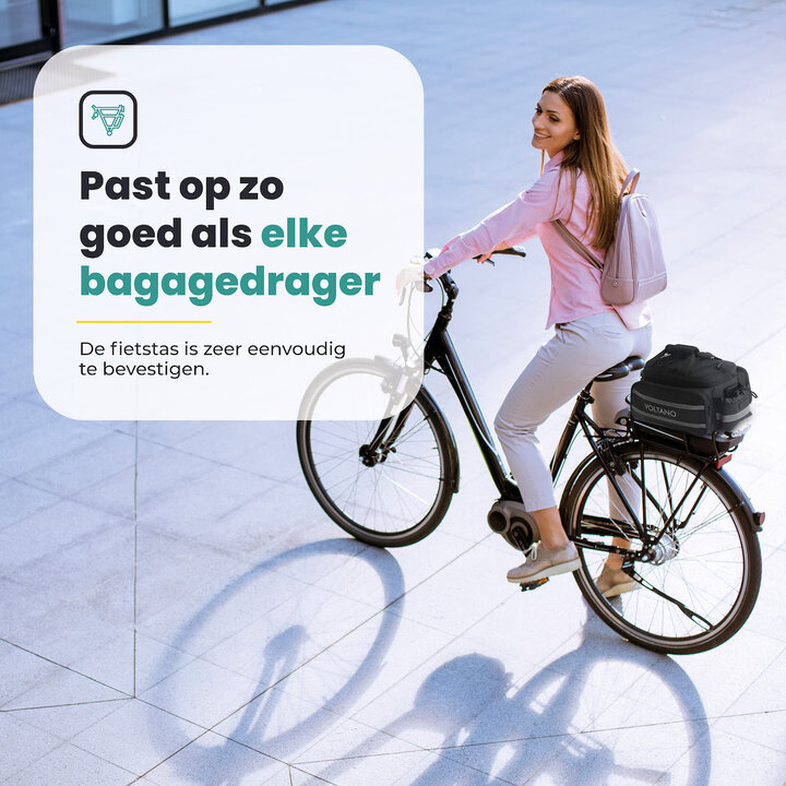 Voltano Luxe Bagagedrager Tas - Enkele fietstas - 100% Waterdicht - 13 Liter