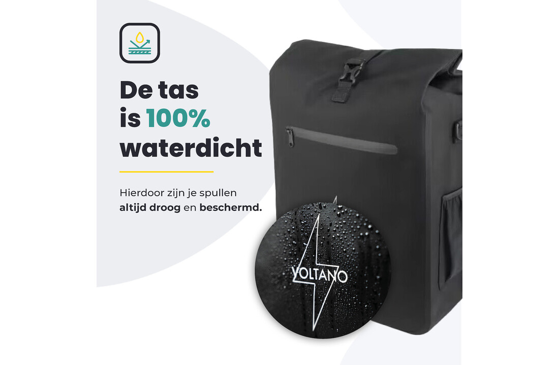 Voltano Luxe E-bike Fietstas / Rugtas - Zwart - 28L - Laptopvak