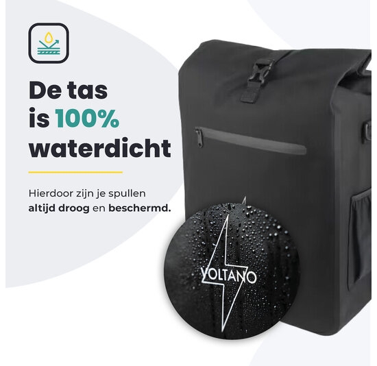 Voltano Luxe E-bike Fietstas / Rugtas - Zwart - 28L - Laptopvak
