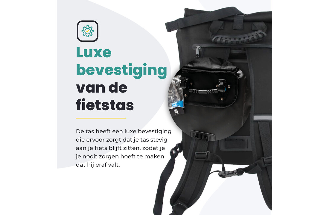 Voltano Luxe E-bike Fietstas / Rugtas - Zwart - 28L - Laptopvak