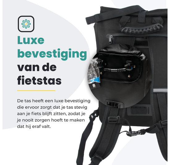 Voltano Luxe E-bike Fietstas / Rugtas - Zwart - 28L - Laptopvak