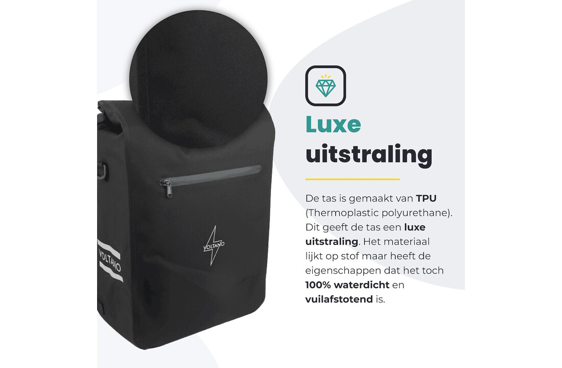 Voltano Luxe E-bike Fietstas / Rugtas - Zwart - 28L - Laptopvak