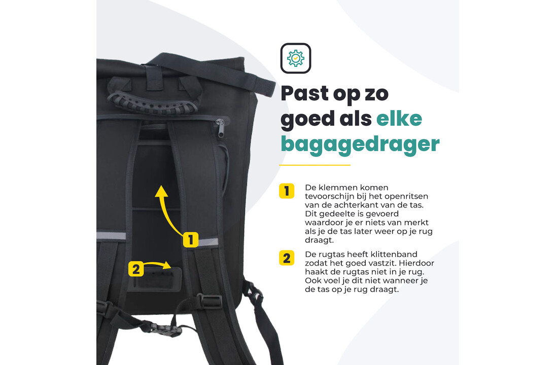 Voltano Luxe E-bike Fietstas / Rugtas - Zwart - 28L - Laptopvak