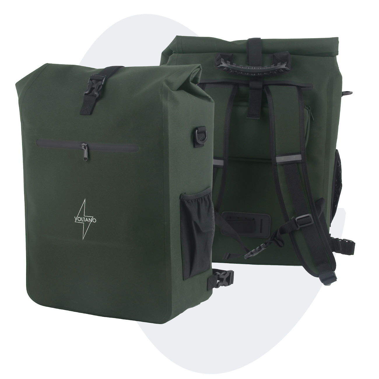 Voltano Luxe E-bike Fietstas / Rugtas - Olijf Groen - 28L - Laptopvak