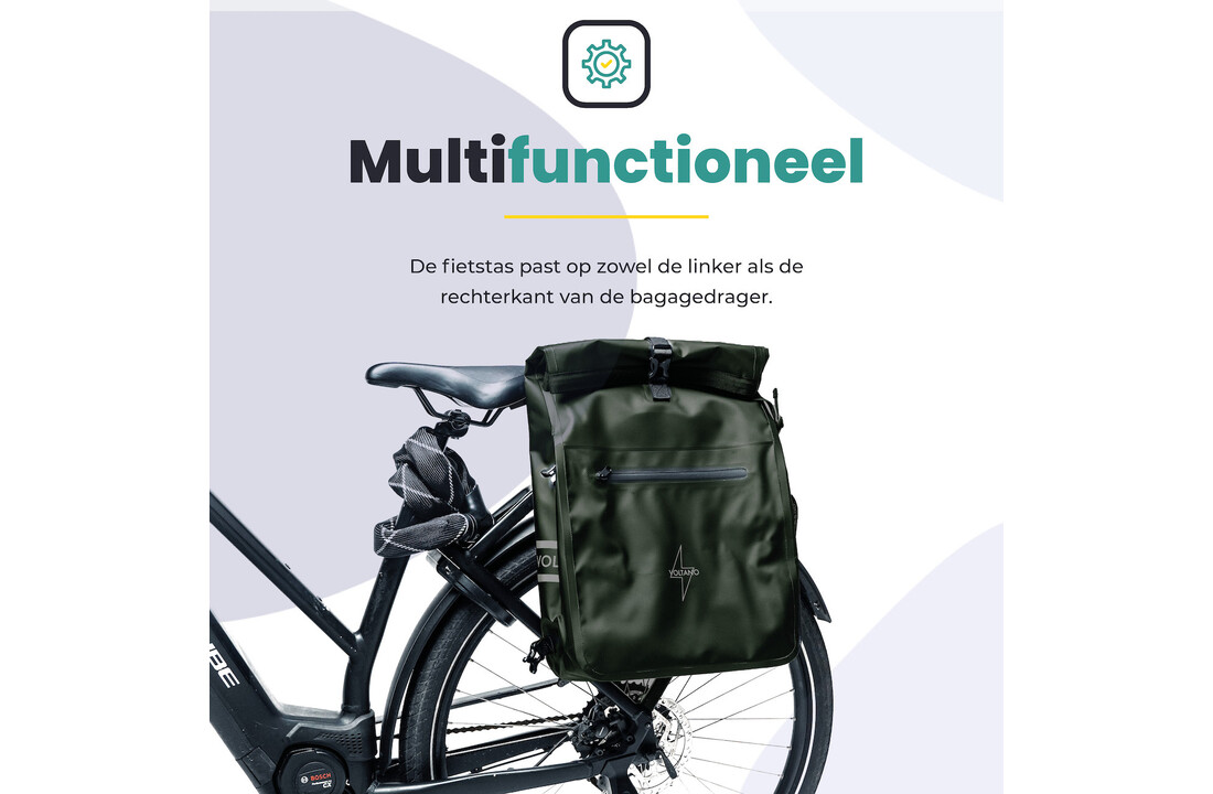 Voltano Luxe E-bike Fietstas / Rugtas - Olijf Groen - 28L - Laptopvak