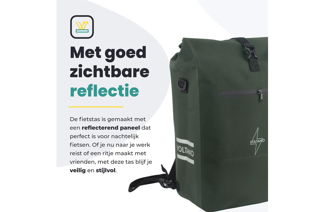 Voltano Luxe E-bike Fietstas / Rugtas - Olijf Groen - 28L - Laptopvak
