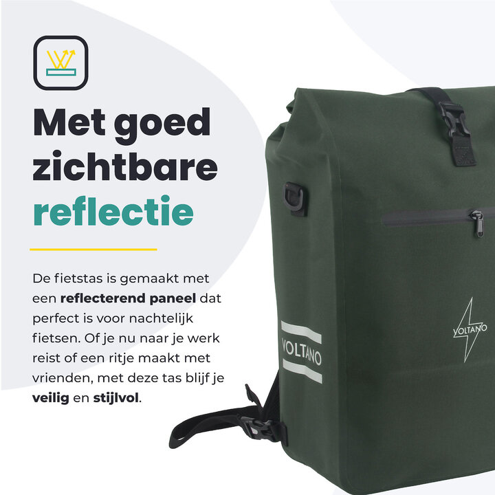 Voltano Luxe E-bike Fietstas / Rugtas - Olijf Groen - 28L - Laptopvak