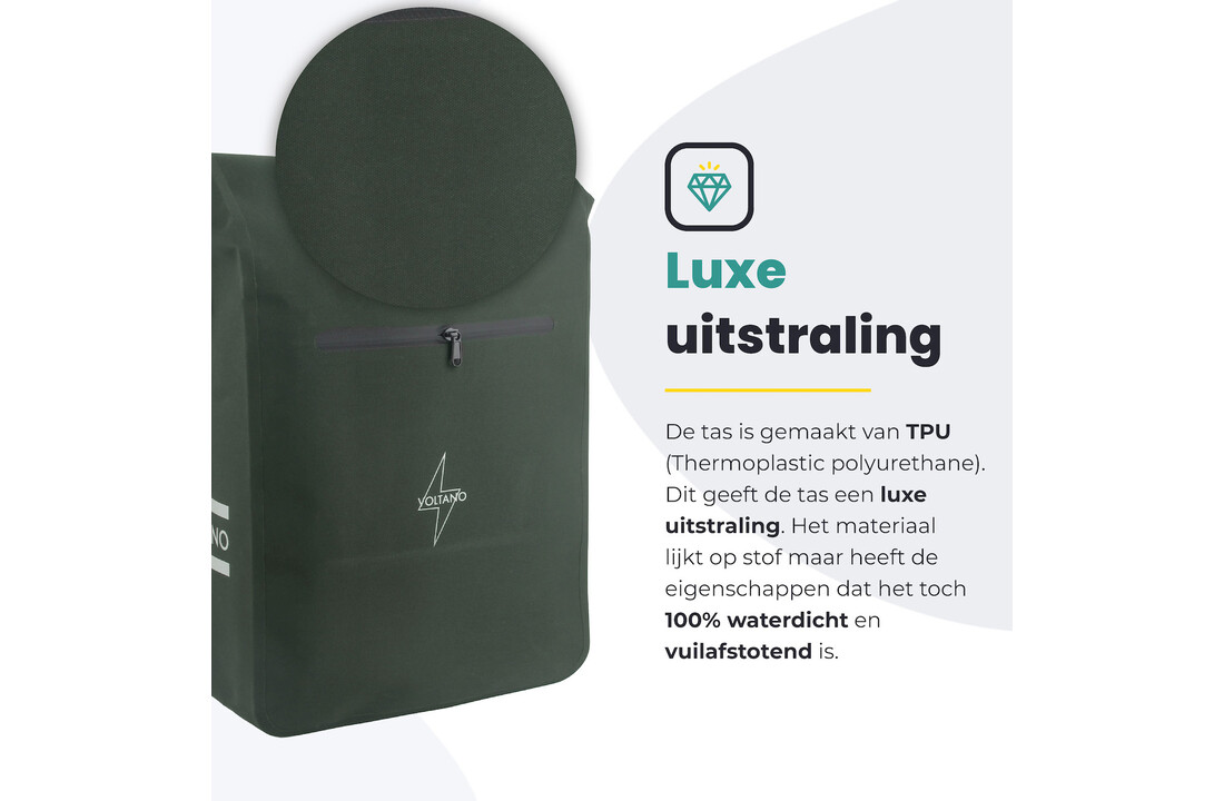 Voltano Luxe E-bike Fietstas / Rugtas - Olijf Groen - 28L - Laptopvak