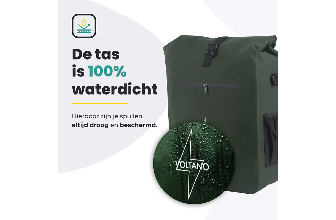 Voltano Luxe E-bike Fietstas / Rugtas - Olijf Groen - 28L - Laptopvak
