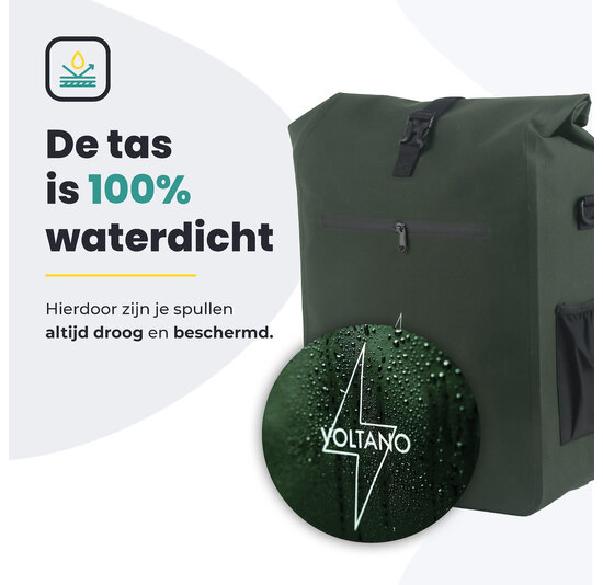 Voltano Luxe E-bike Fietstas / Rugtas - Olijf Groen - 28L - Laptopvak