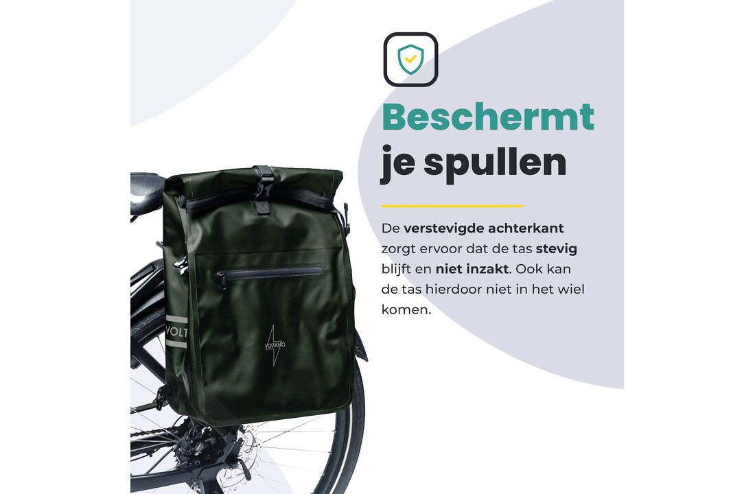 Voltano Luxe E-bike Fietstas / Rugtas - Olijf Groen - 28L - Laptopvak